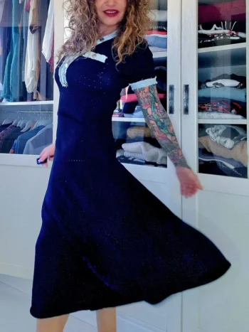 Vestido negro punto y vaquero