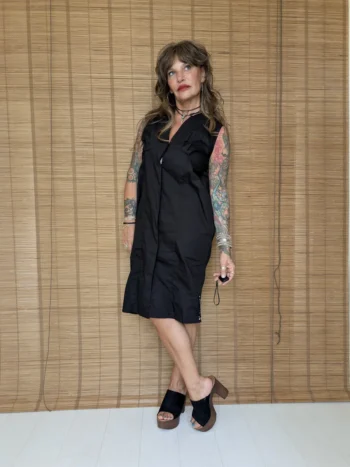 Vestido Negro Drapeado VDR