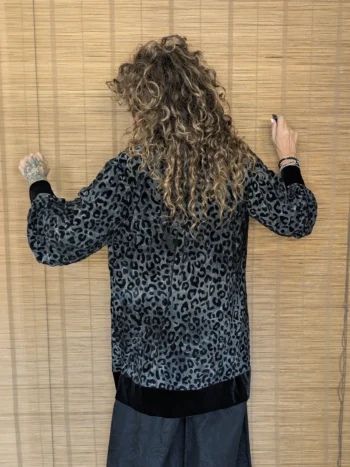 Kimono Corto Animal Print Gris